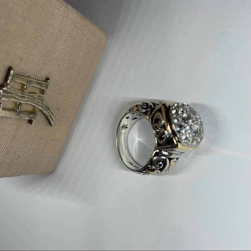 RARE PIECE OF JOHN HARDY BATU STERLING SILVER & 18KT WHITE TOPAZ RING SIZE 7 - Picture 6 of 8